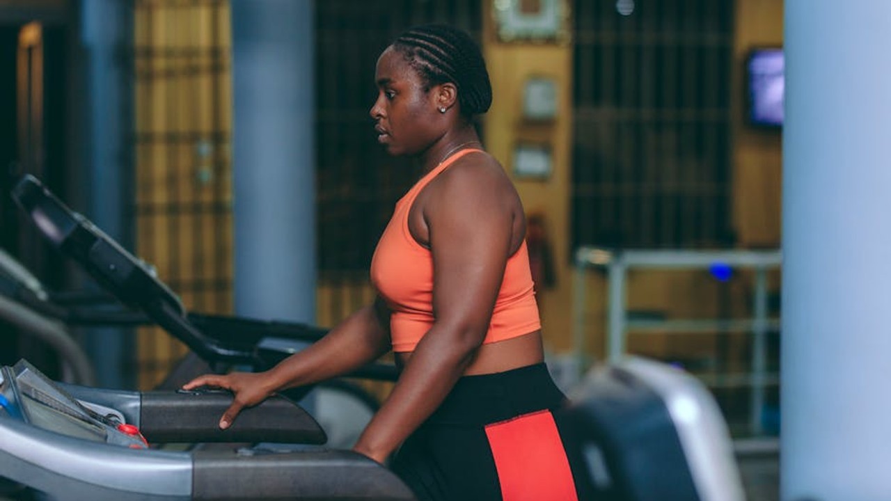 Woman running on a treadmill