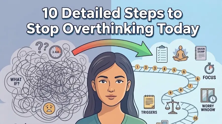 An infographic showing a woman's transition from a tangled mess of 